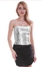 Adult Sequin Bandeau Tube Top (Silver)-ONE SIZE